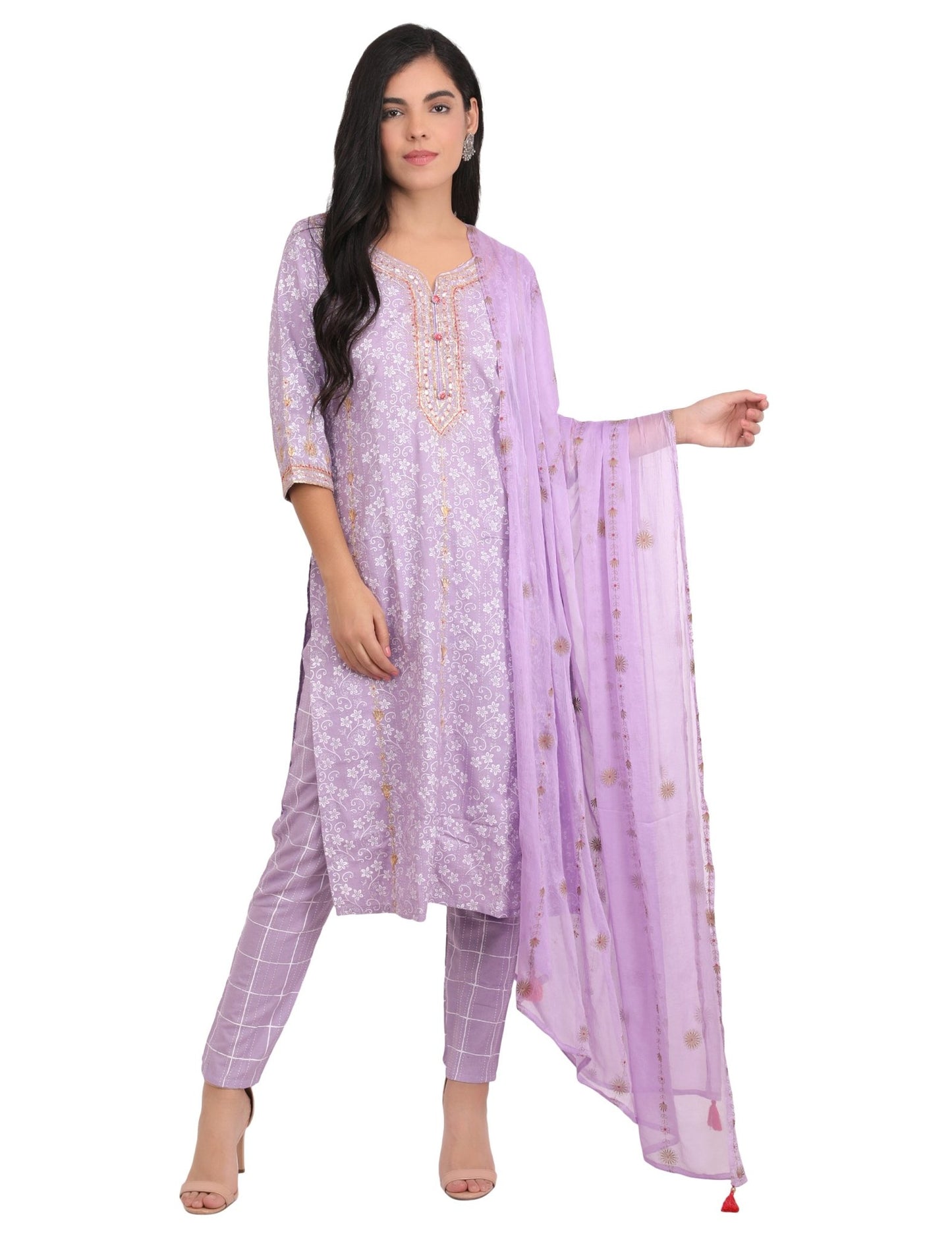 Celebrity Look Lavender Designer Embellished Suit (Set of 3) - Craftystyles