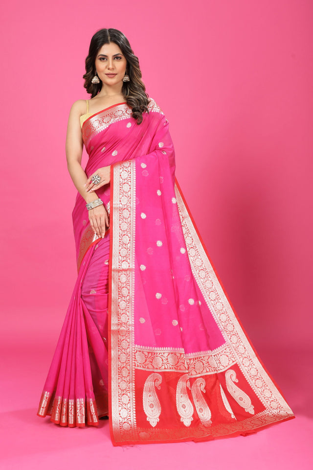 Pink Banaras Chiffon Silk