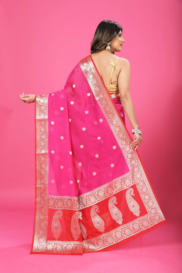 Pink Banaras Chiffon Silk