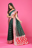 Green-Red Katan Georgette Silk
