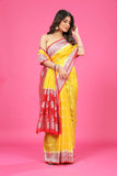 Yellow-Red Katan Georgette Silk