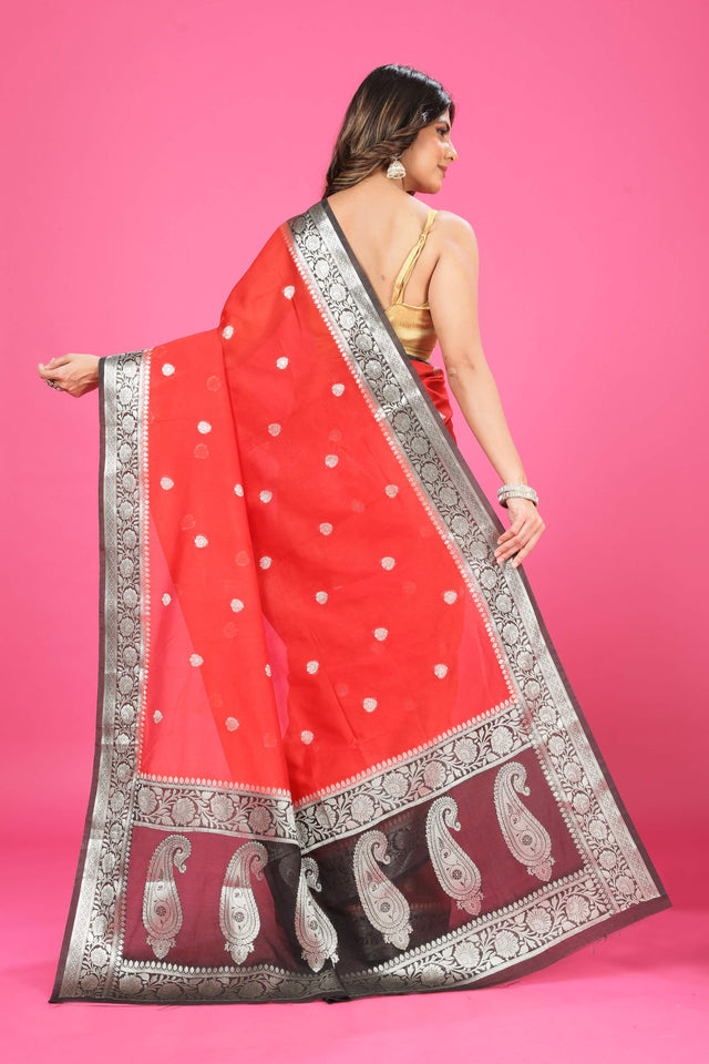 Red Banaras Chiffon Silk