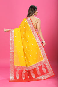 Yellow Banaras Chiffon Silk