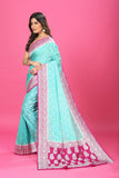 Sky Blue - magenta Katan Georgette Silk