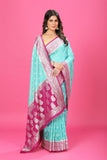 Sky Blue - magenta Katan Georgette Silk