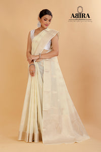 White Banaras warm silk - AbirabyBeena