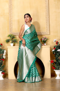 Sea Green Banaras Kora Organza silk - AbirabyBeena