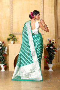 Sea Green Banaras Kora Organza silk - AbirabyBeena