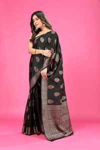 Black Banaras Crepe Silk - Heena
