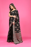 Black Banaras Crepe Silk - Heena