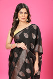 Black Banaras Crepe Silk - Heena