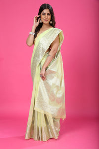 Lemon Yellow Banaras Chiffon Silk