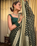 Bottle Green Banaras butti Soft Georgette silk