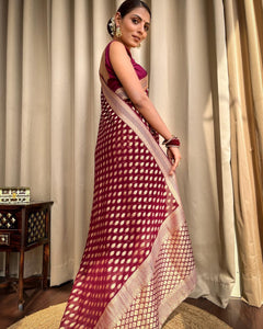 Maroon Banaras butti Soft Georgette silk