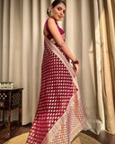 Maroon Banaras butti Soft Georgette silk