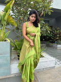 Parrot Green Banaras Crepe Silk - Nethra