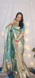 Malaika Arora TISSUE silk Saree - Turquoise