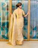 Malaika Arora PURE TISSUE Golden Silk Saree