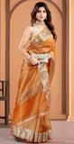 Malaika Arora TISSUE silk Saree - Orange