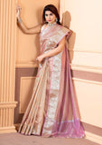 Malaika Arora TISSUE silk Saree - Peach