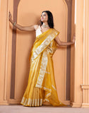 Malaika Arora TISSUE silk Saree - Yellow