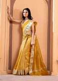 Malaika Arora TISSUE silk Saree - Yellow