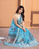 Sky Blue Kora Organza soft silk - Sara