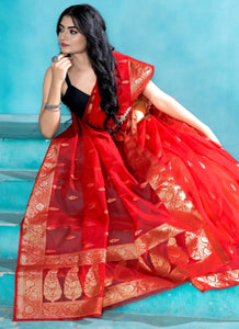 Red Organza soft silk - Mina