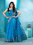 Sky Blue Organza soft silk - Mina