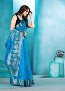 Sky Blue Organza soft silk - Mina
