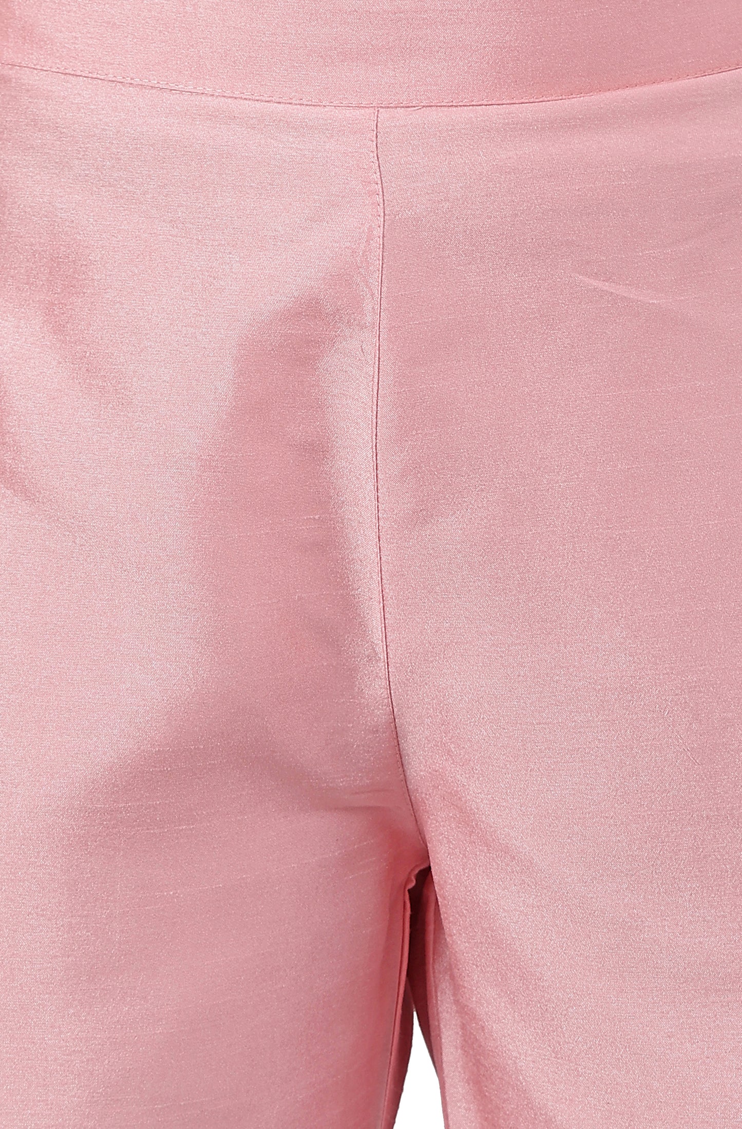 Pink Poly Silk Solid Kurta With Pant