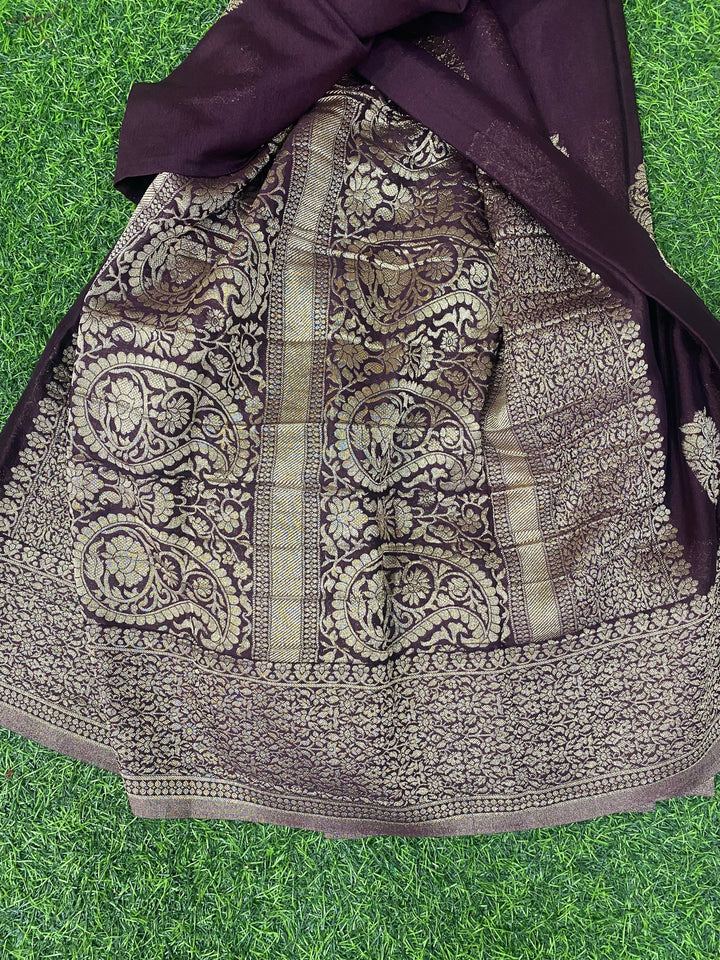 Wine Banaras Crepe Silk - Nethra