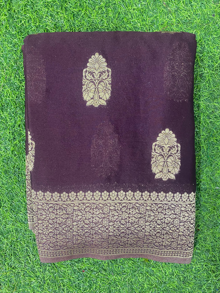 Wine Banaras Crepe Silk - Nethra