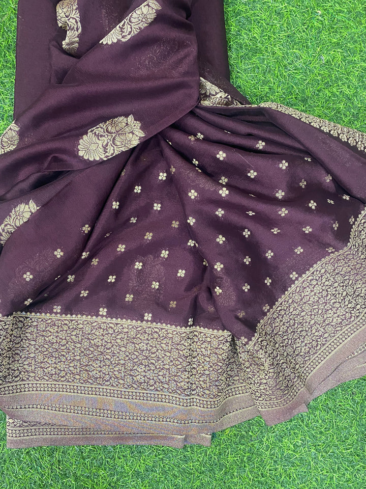 Wine Banaras Crepe Silk - Nethra