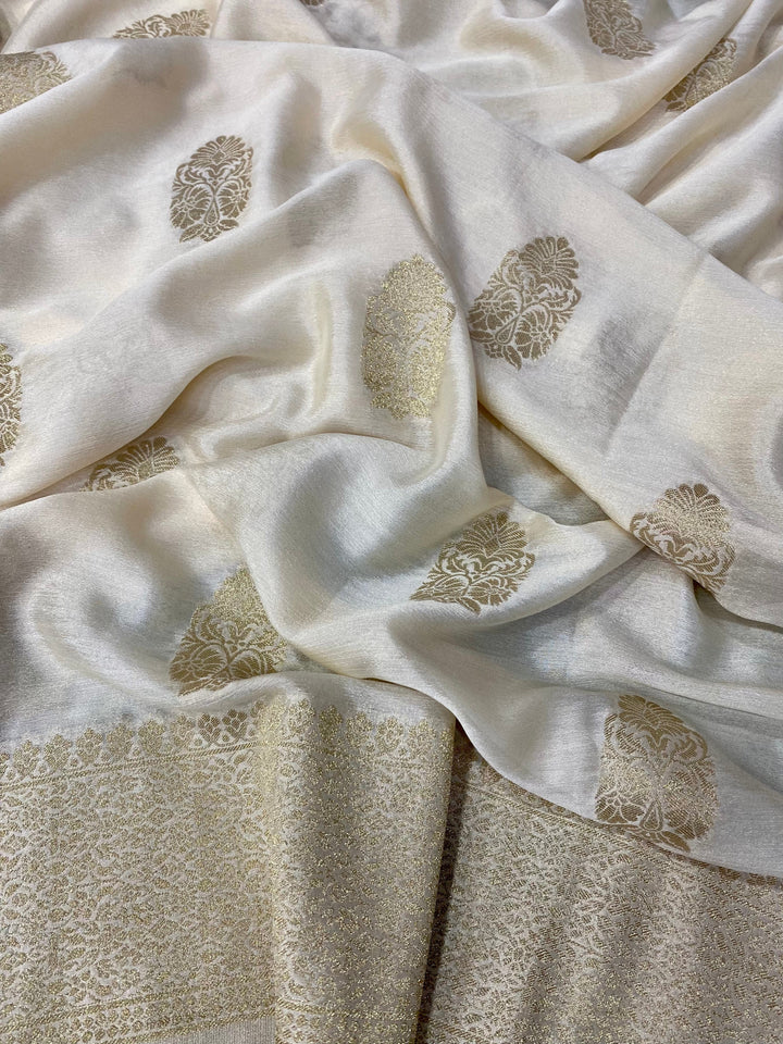 Cream Banaras Crepe Silk - Heena
