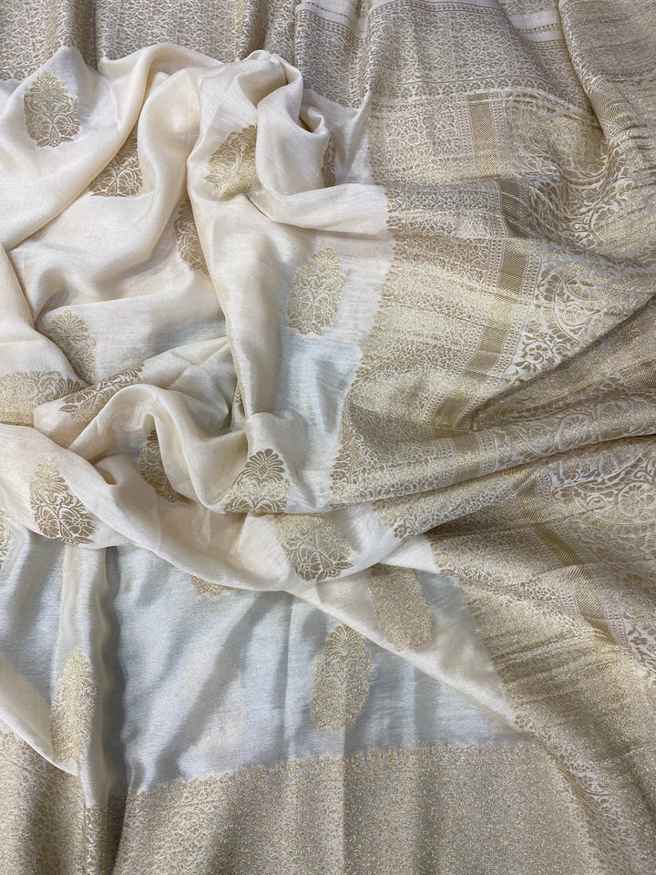 Cream Banaras Crepe Silk - Heena