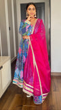 Blue Cotton Ethnic Printed Kurta With Pant And Dupatta