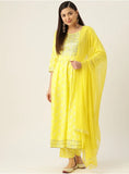 Lime Anarkali Kurta set With Chiffon Dupatta - AbirabyBeena