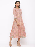 Subtle Pink Iris Cotton Dress - AbirabyBeena