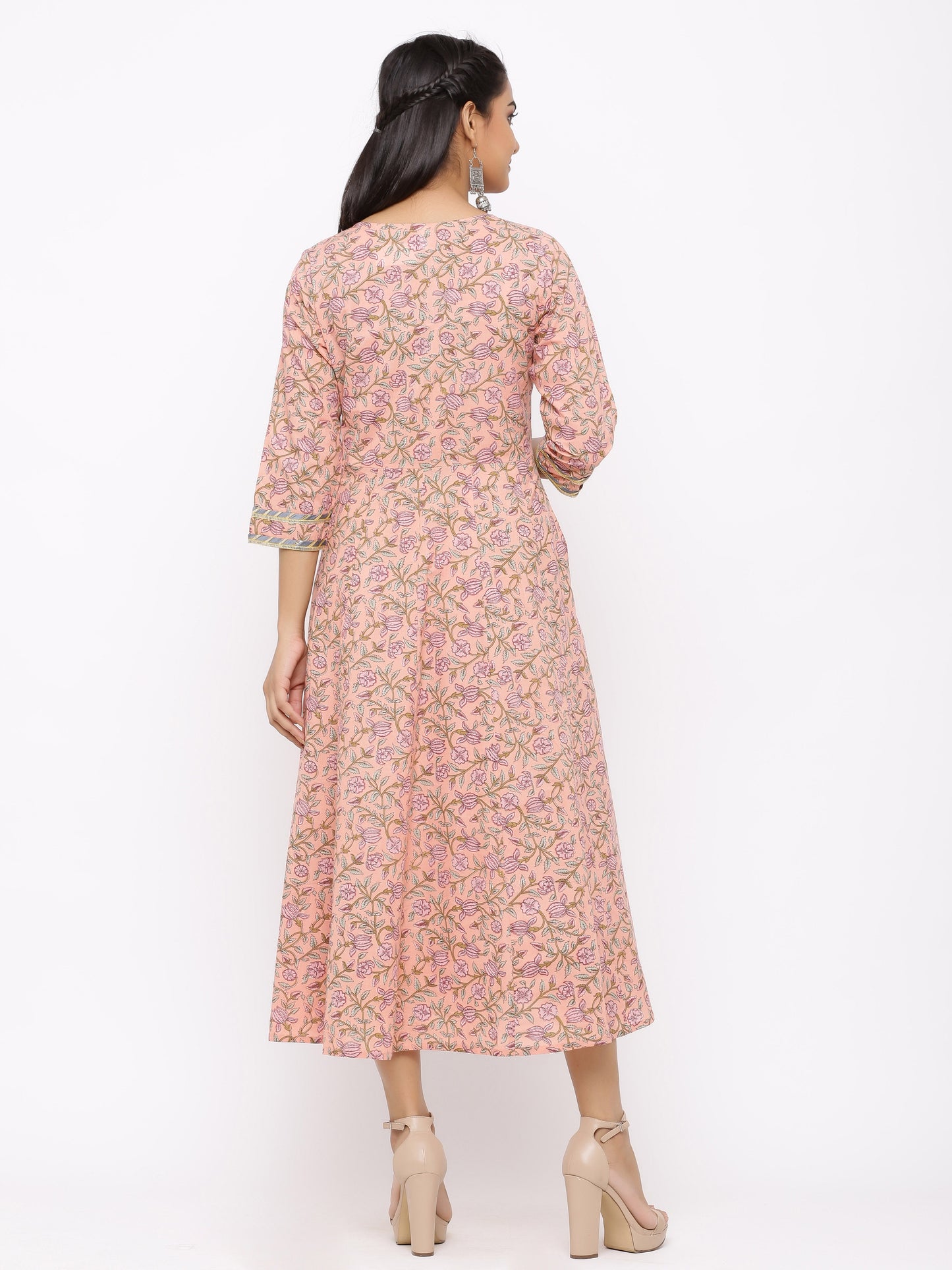 Subtle Pink Iris Cotton Dress - AbirabyBeena