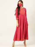 Pink Cotton Anarkali kurta - AbirabyBeena