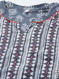 Grey Printed Kurta With Dupatta & Trouser - AbirabyBeena