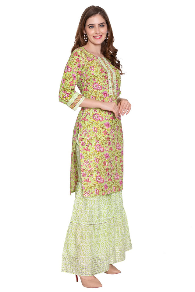 Emerald Green Sharara Gharara Suit Set - Craftystyles