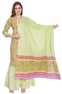 Emerald Green Sharara Gharara Suit Set - Craftystyles
