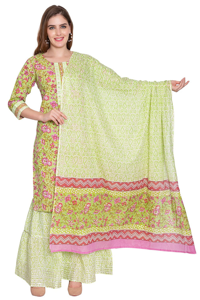 Emerald Green Sharara Gharara Suit Set - Craftystyles