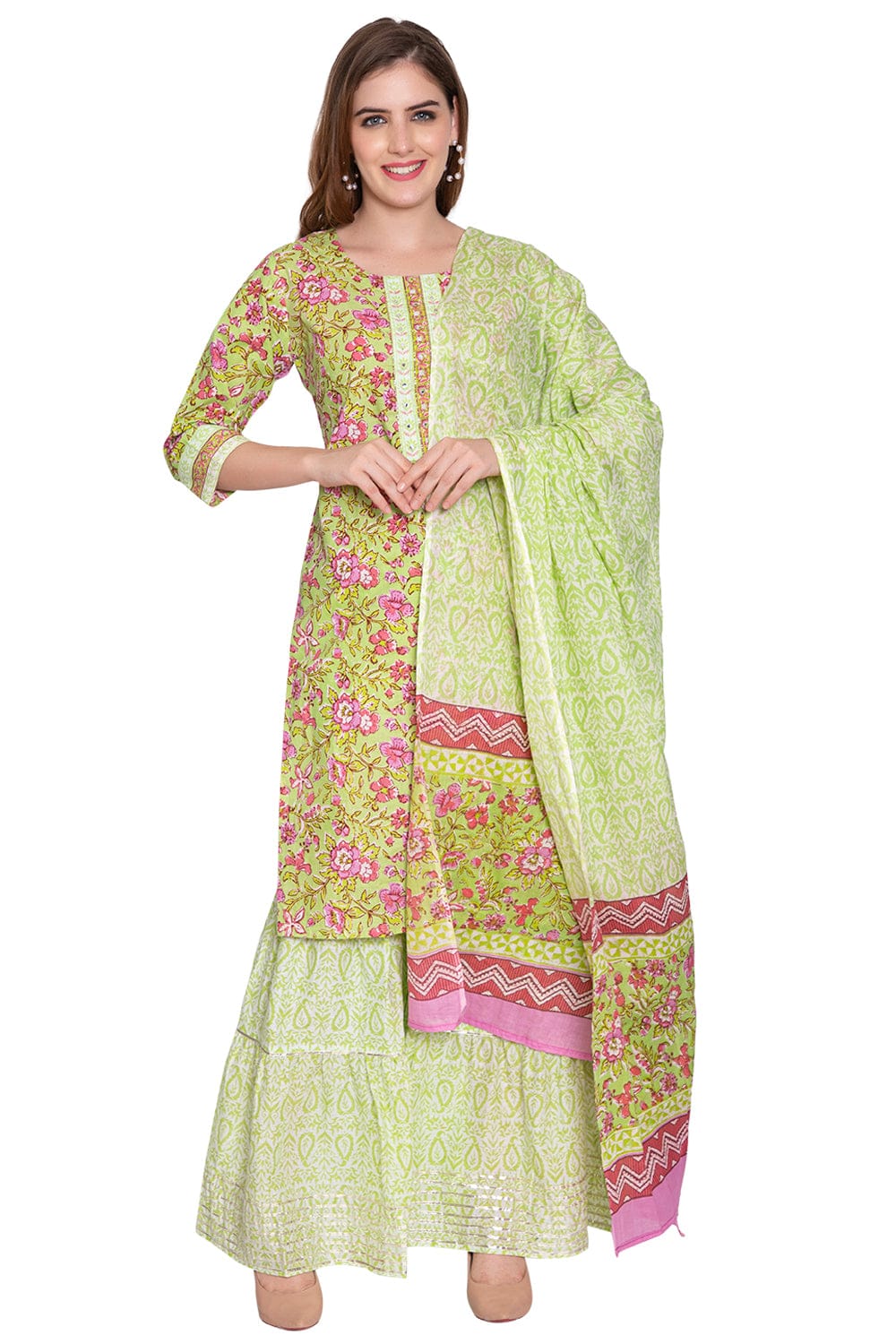 Emerald Green Sharara Gharara Suit Set - Craftystyles