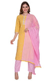 Yellow & Pink Glamarous Ready To Wear Suit Set - Craftystyles